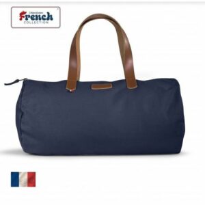 sac polochon bleu marine avec anse cuir