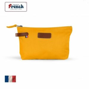 trousse de toilette avec cuir couleur jaune